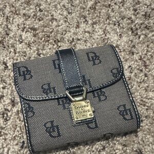 Dooney & Bourke Black and Cream Logo Wallet